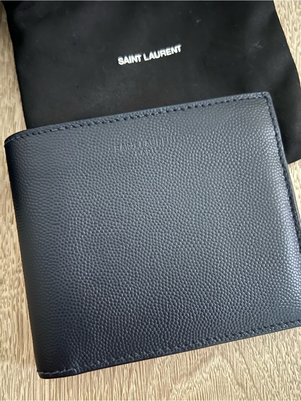 Saint Laurent YSL Pebbled Bi Fold Wallet